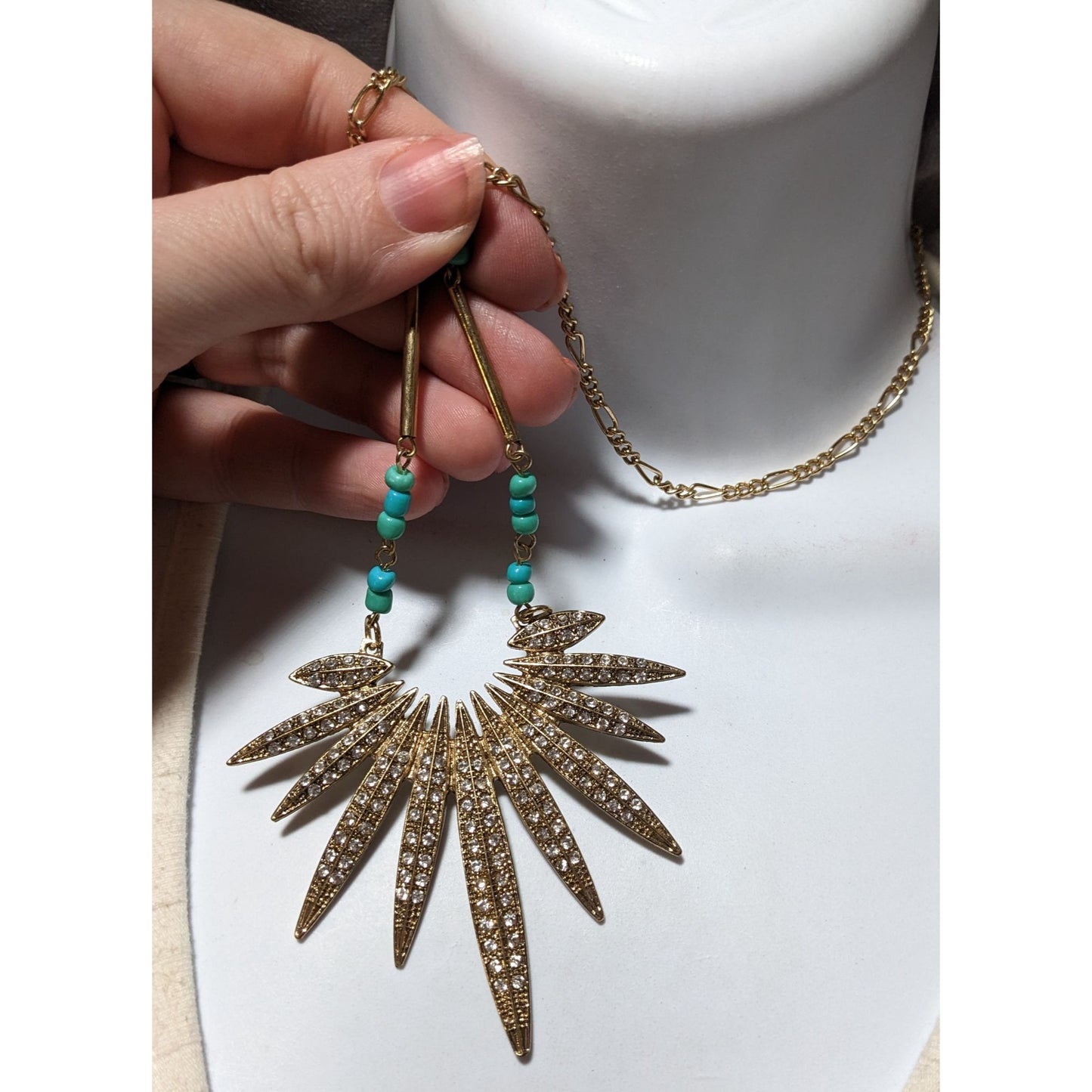 Southwestern Sunburst Rhinestone Pendant Necklace