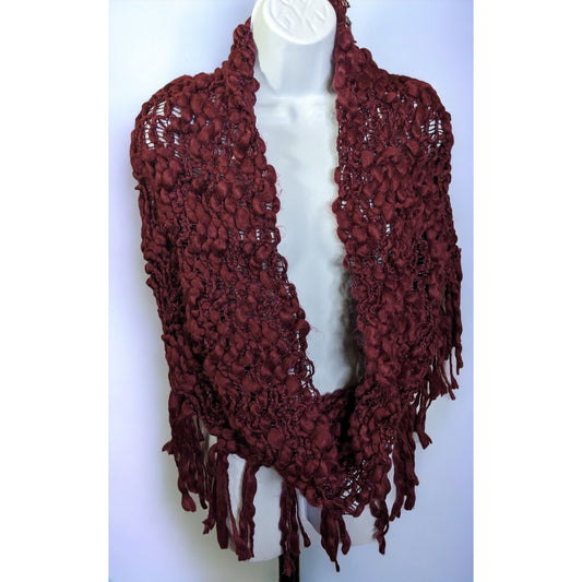 Charming Charlie Wine Fringe Infinity Scarf