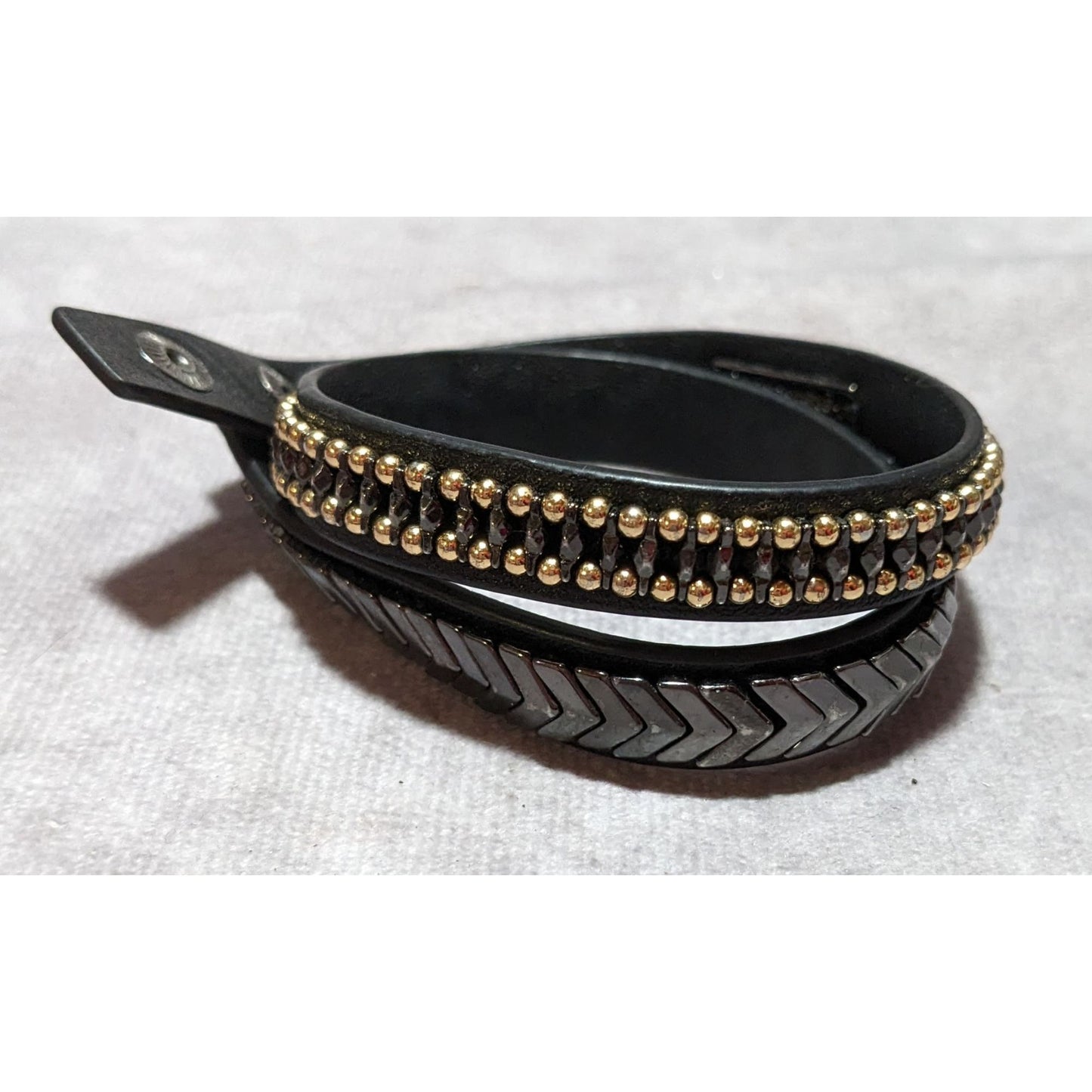 Stella & Dot Black Gilded Path Wrap Bracelet