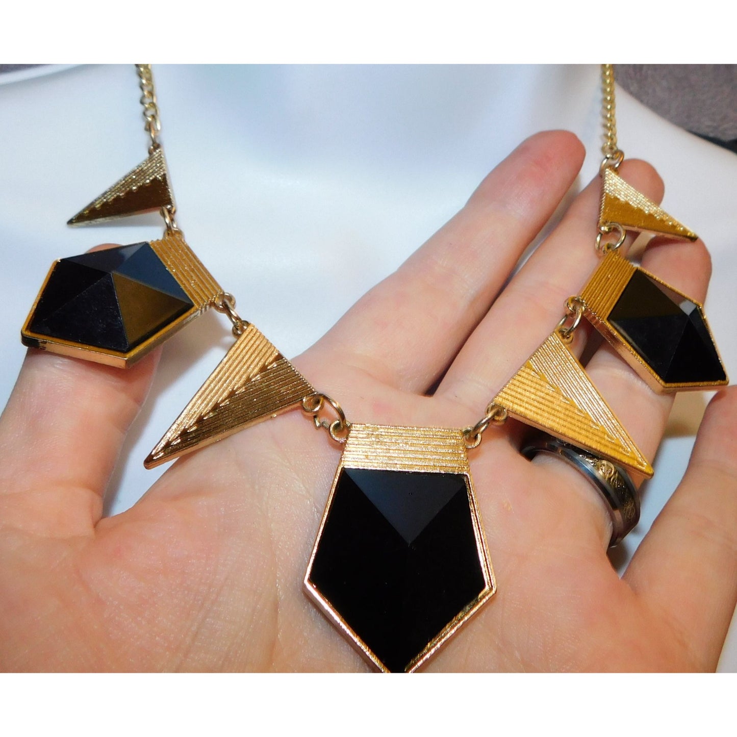 Black And Gold Geometric Necklace