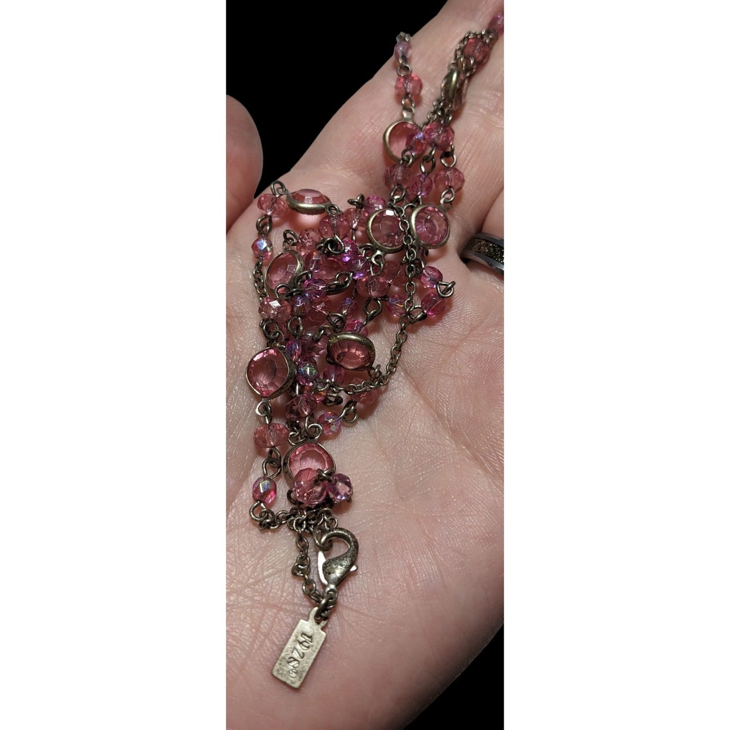 1928 Pink Gemmed Opera Length Necklace