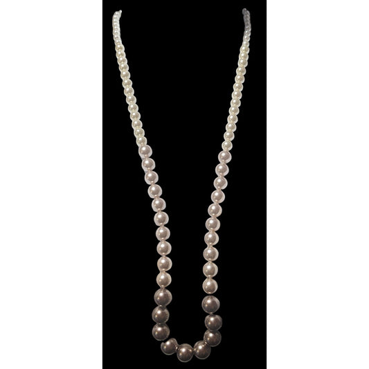 Elegant Triple Tone Graduated Glass Pearl Necklace