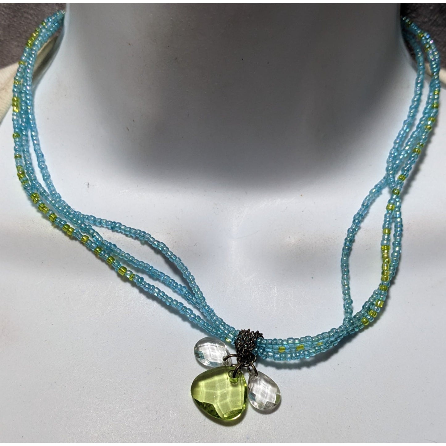 Handmade 90s Blue And Green Glass Necklace