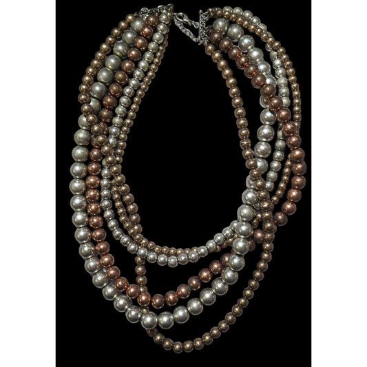 Hollow Metal Multilayer Beaded Necklace