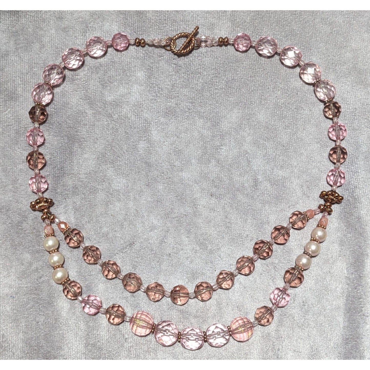 Pink Coquette Glitter Beaded Pearl Necklace