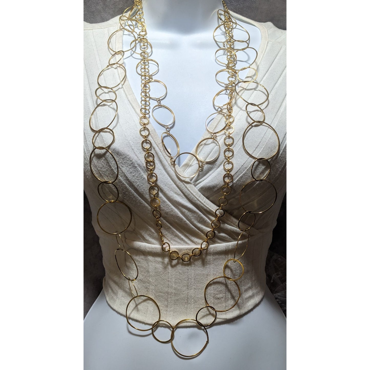 Yochi NY Multilayer Gold Ring Statement Necklace