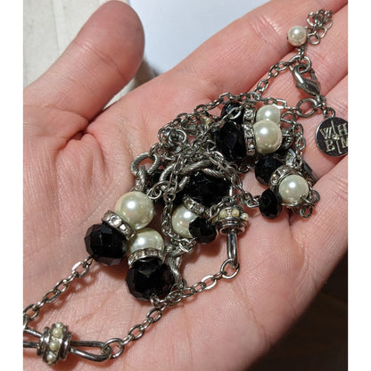 White House Black Market Pearl Black Glass Chain Necklace