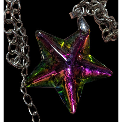 Vintage Rainbow Glass Star Pendant Necklace