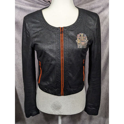 DGVI Black Casual Jacket With Printed Royal Crest Accents Size Small