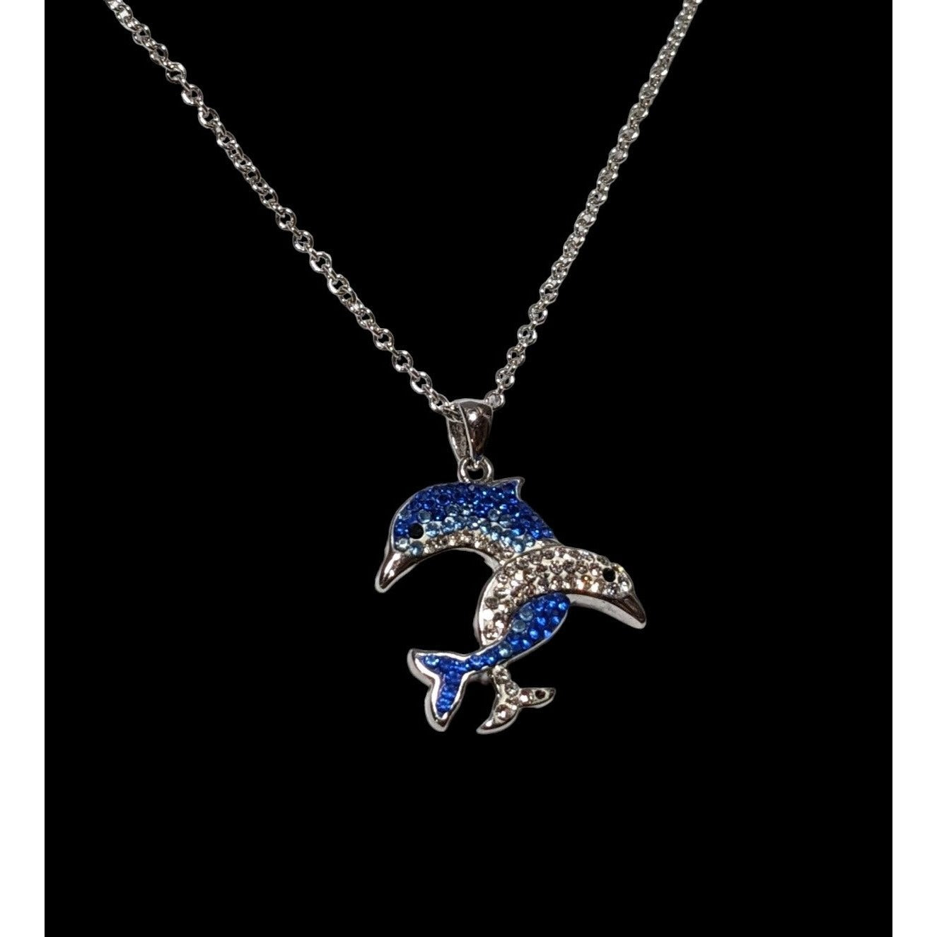 Rhinestone Double Dolphin Necklace