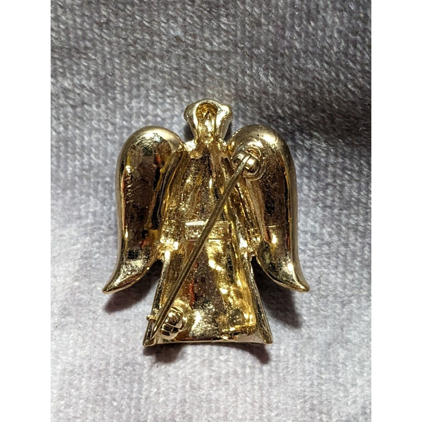 Vintage Monet Gold Rhinestone Angel Brooch