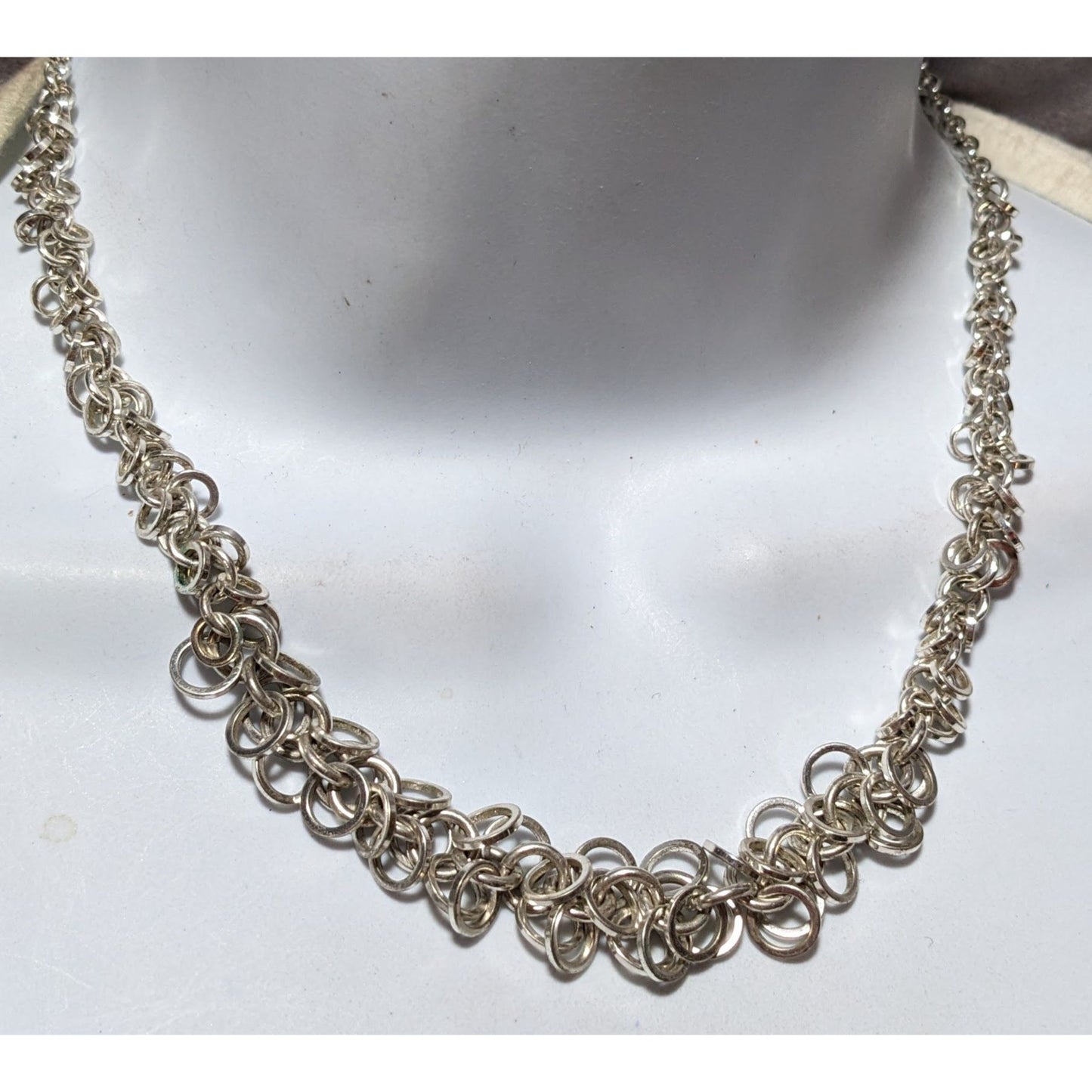 Vintage Avon Silver Ring Cluster Necklace