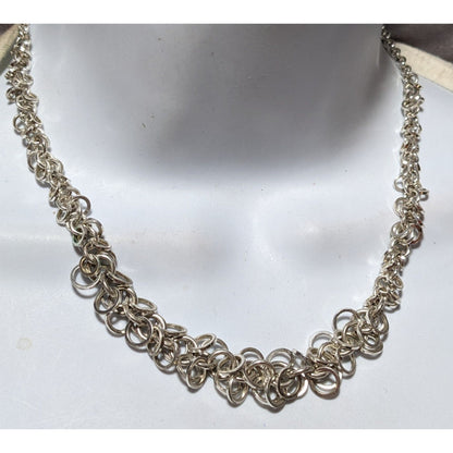 Vintage Avon Silver Ring Cluster Necklace