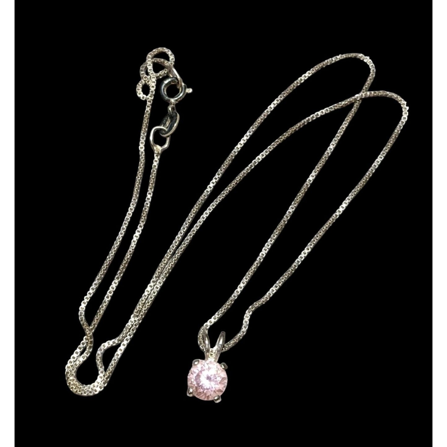 Sterling Pink Cubic Zirconia Pendant Necklace