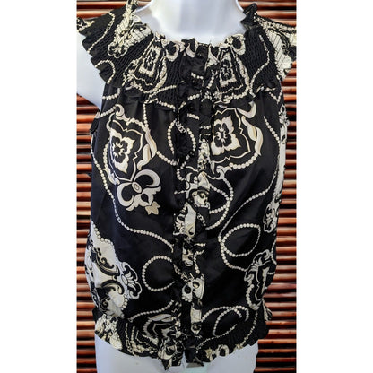 White House Black Market Black And White Floral Blouse