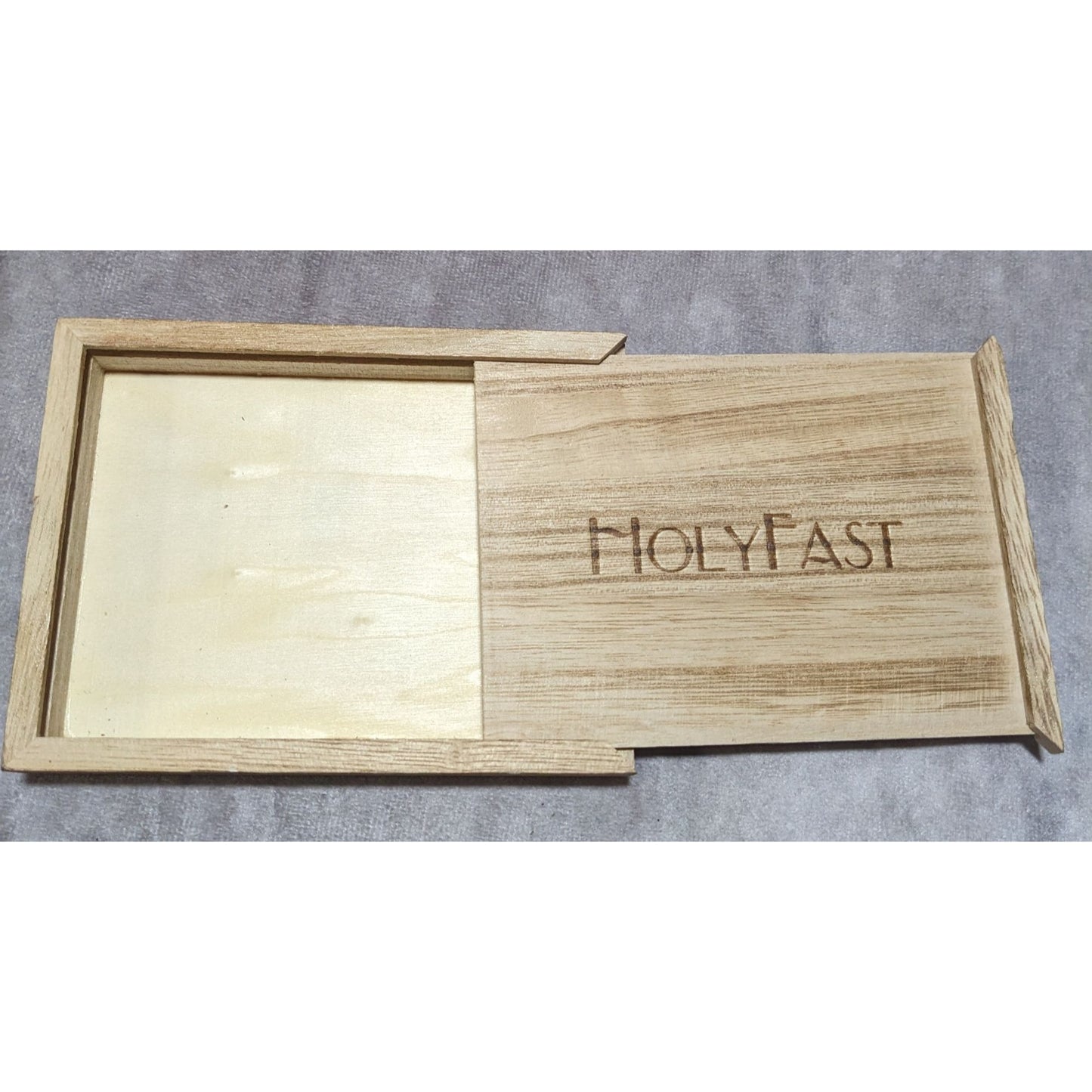 Holyfast Engraved Sliding Lid Wooden Box