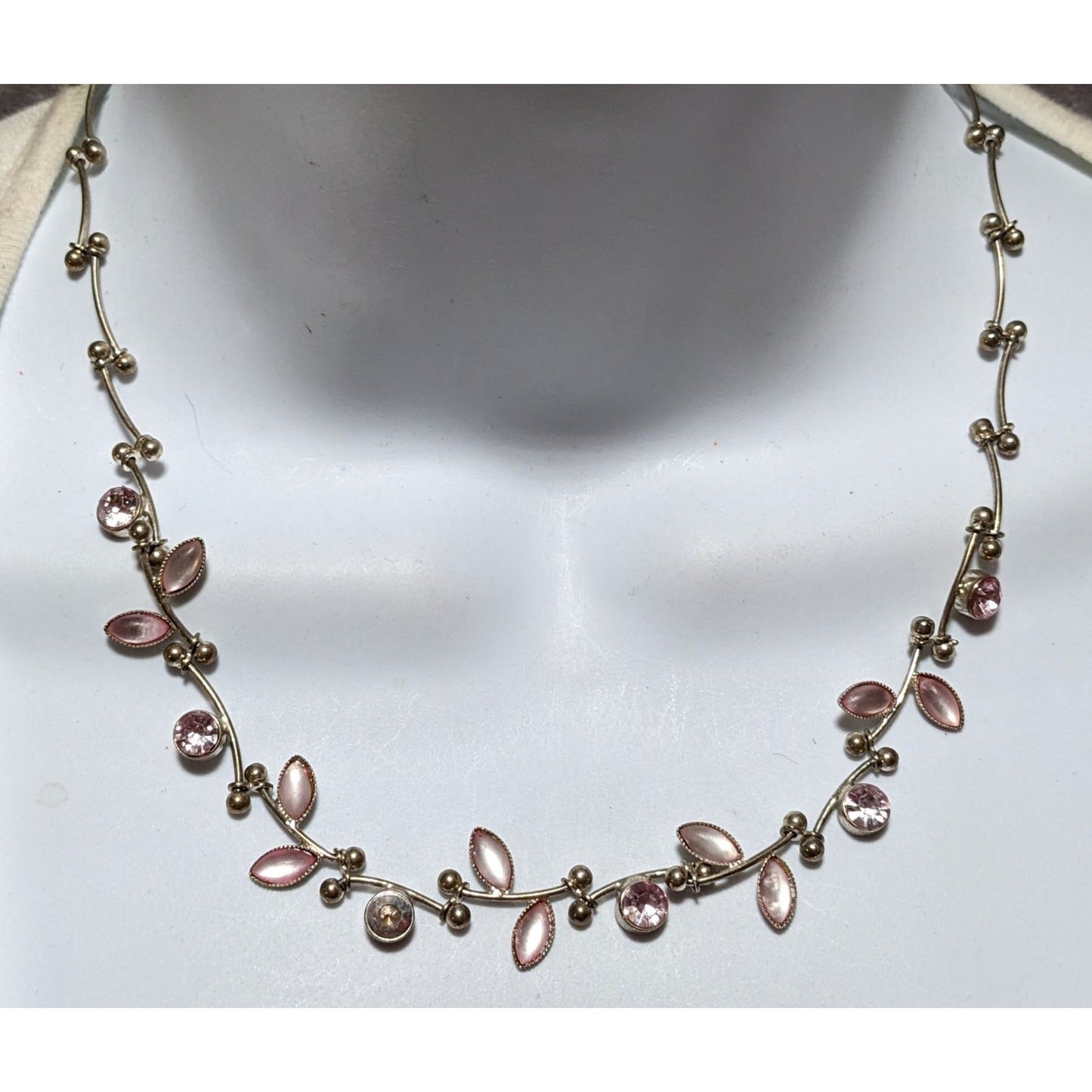 Pink Floral Rhinestone Gemmed Princess Necklace