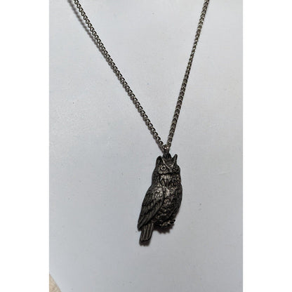 Vintage Minimalist Silver Owl Pendant Necklace