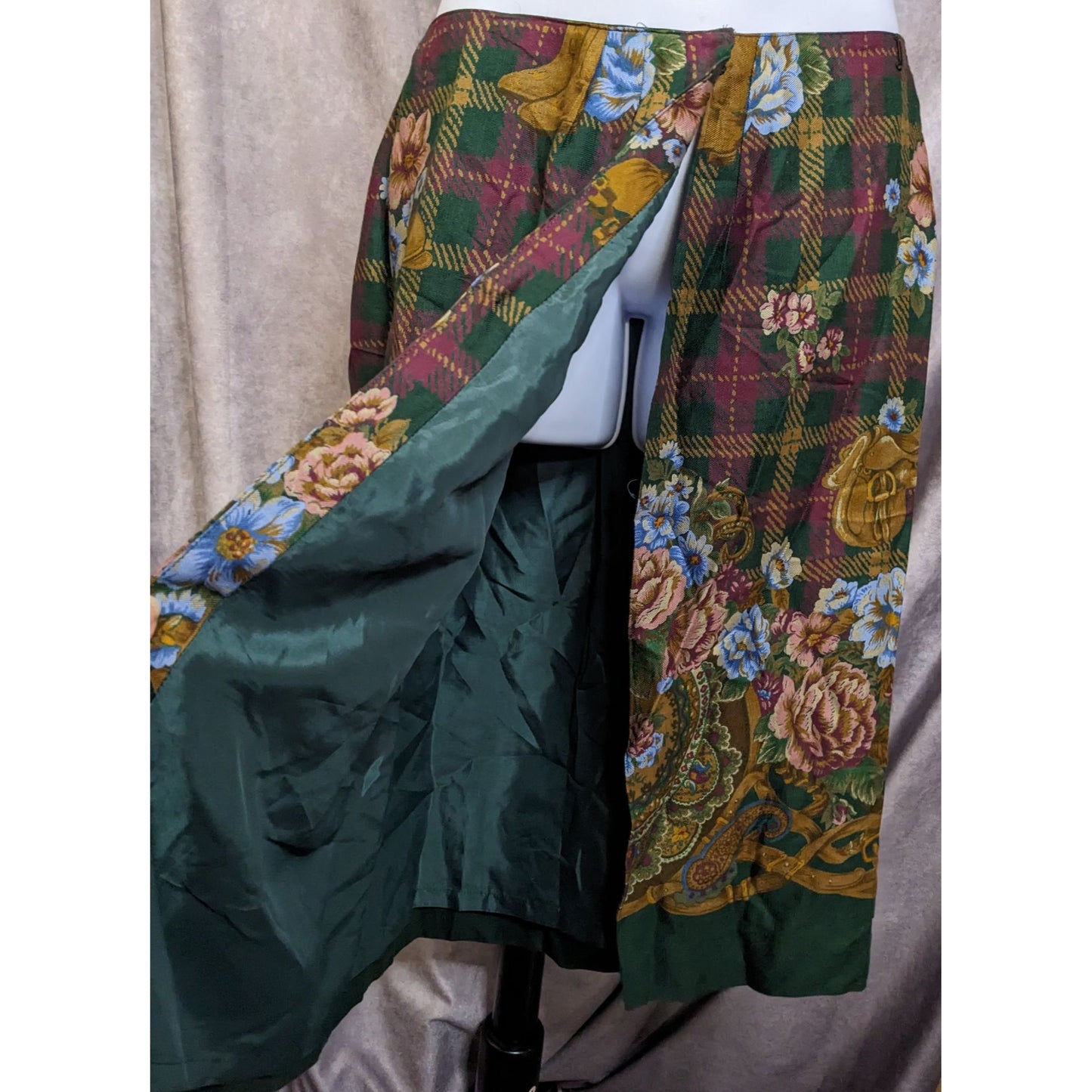 Vintage JG Hook Floral Plaid Skirt