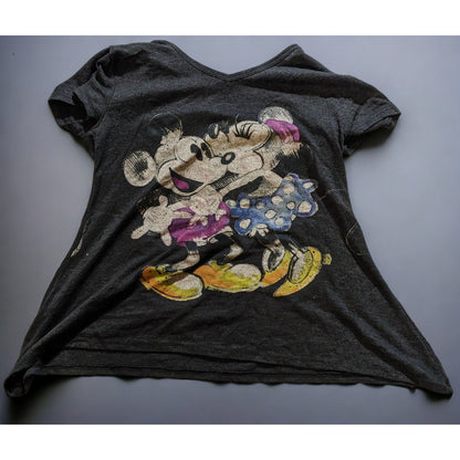 Mickey And Minnie Distressed Shark Bite Top