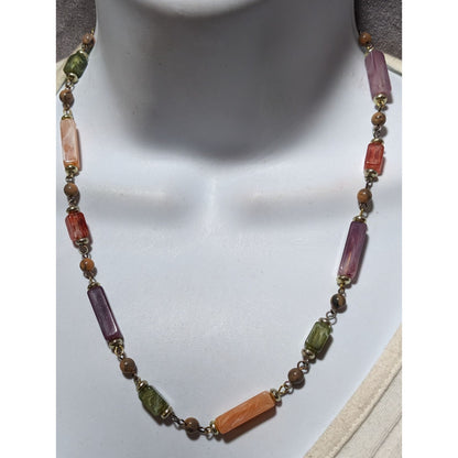 Vintage Rainbow Faux Agate Beaded Necklace