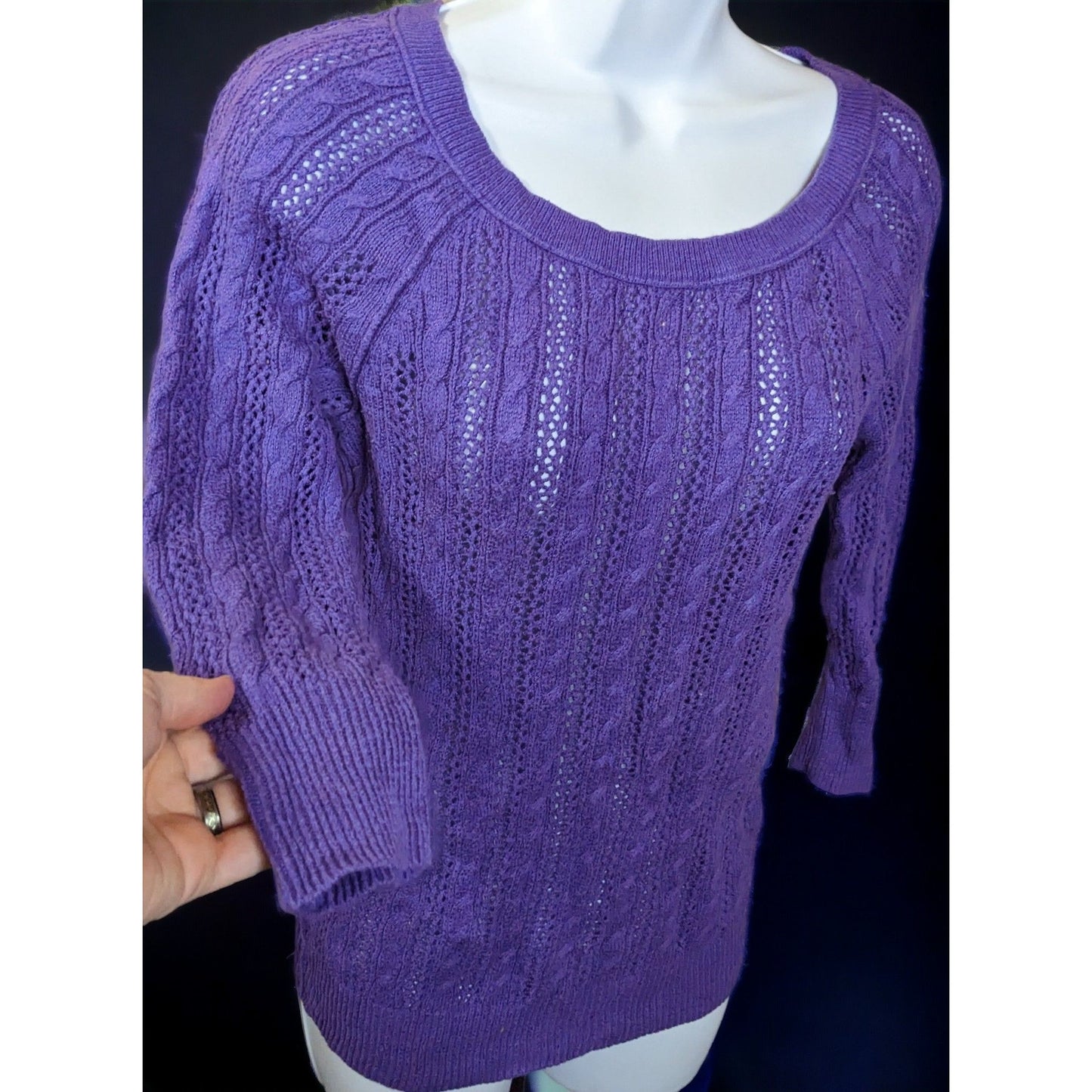 American Eagle Outfitters Purple Cable Knit Sweater