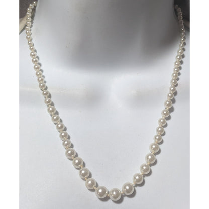 Simple White Graduated Faux Pearl Necklace