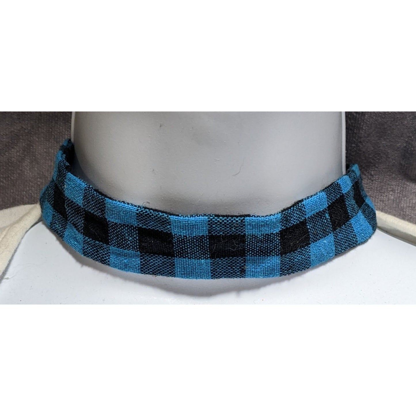 Charming Charlie Black And Blue Plaid Fabric Choker