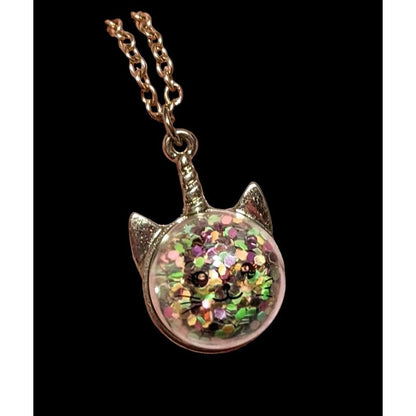 Rainbow Glitter Caticorn Necklace