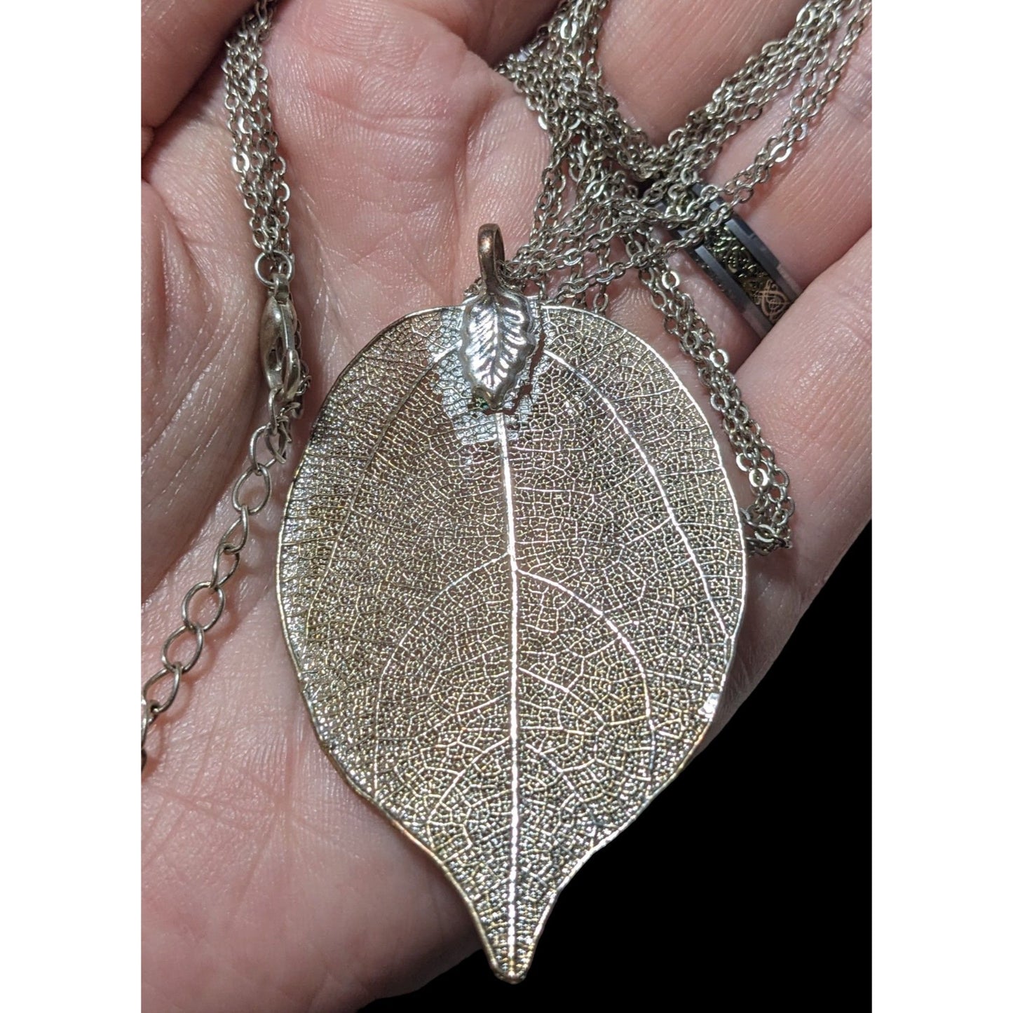 Vintage Silver Electroplated Leaf Necklace