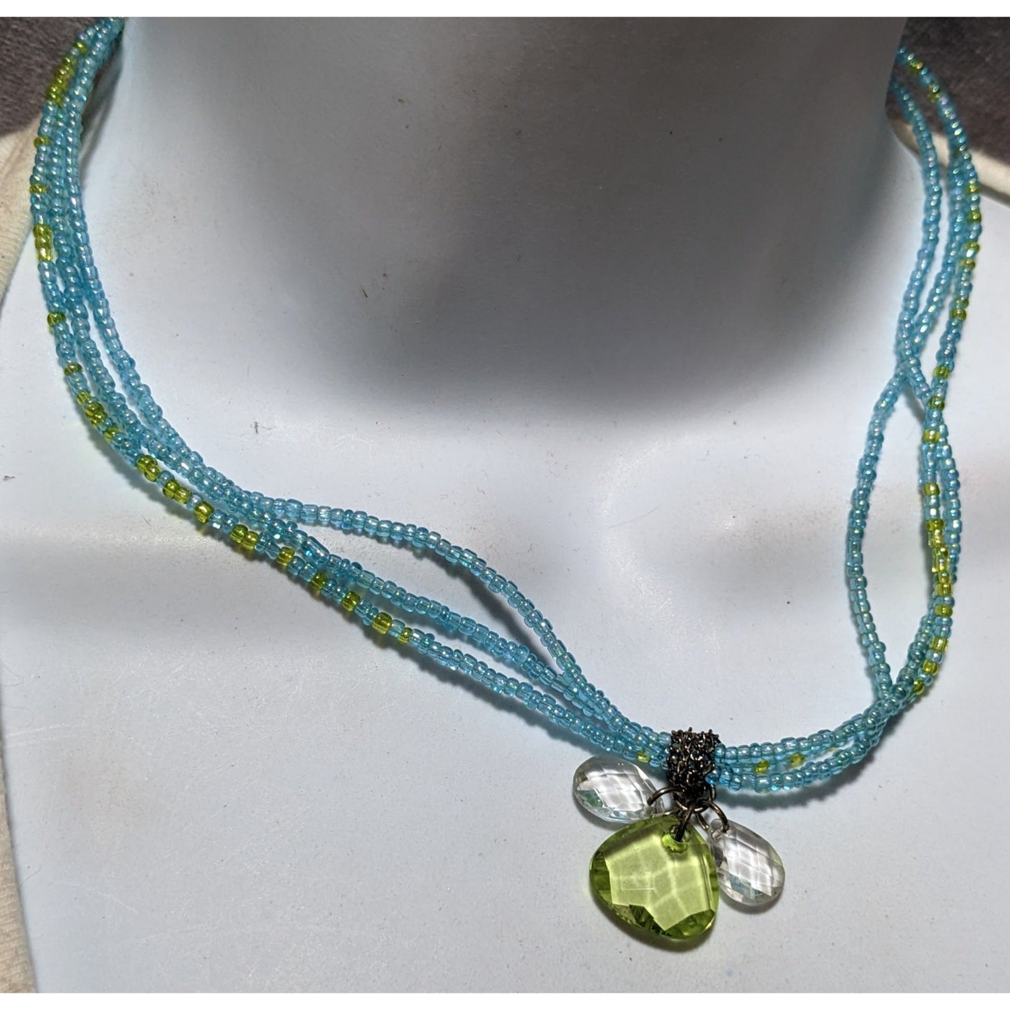 Handmade 90s Blue And Green Glass Necklace