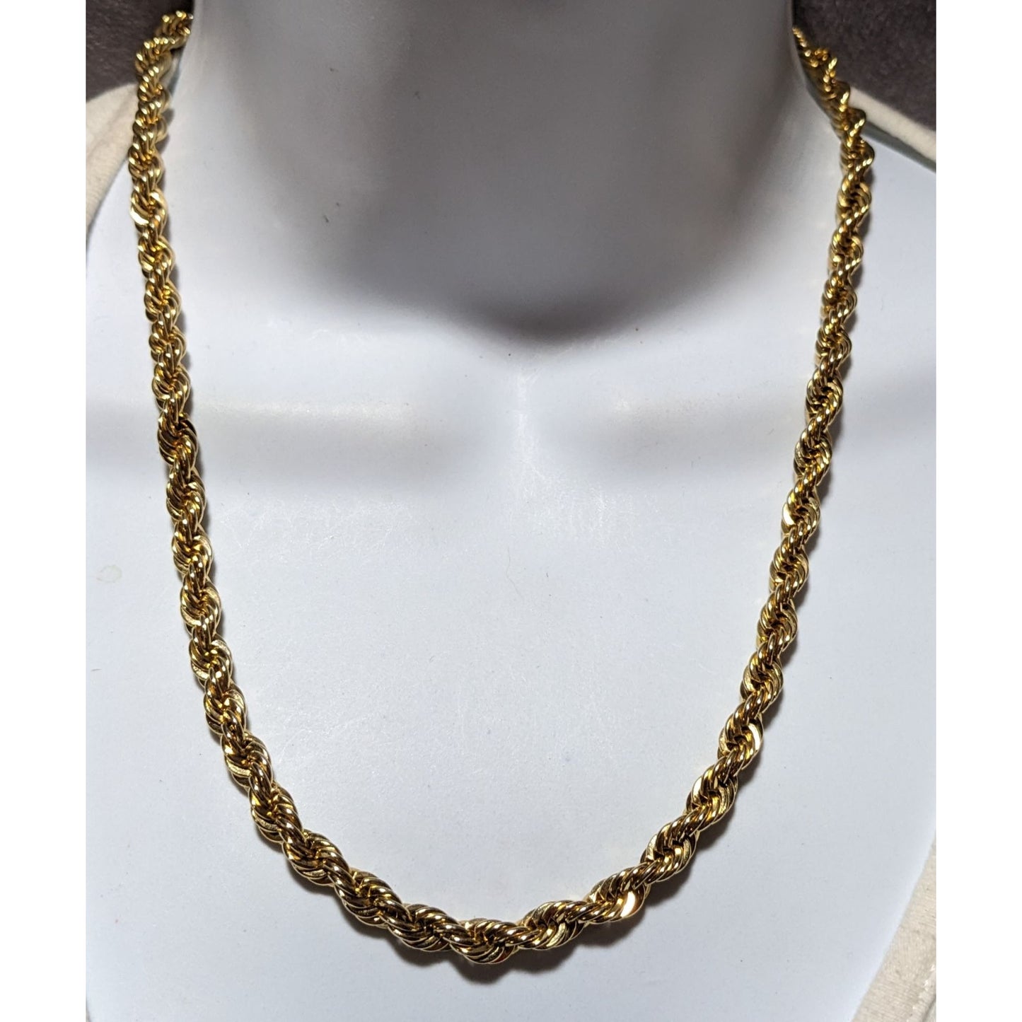 24K Gold Plated Rope Chain Necklace