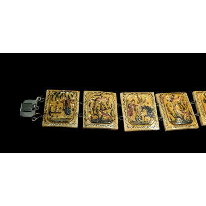 Antique Hand Painted Persian Story Panel Bracelet