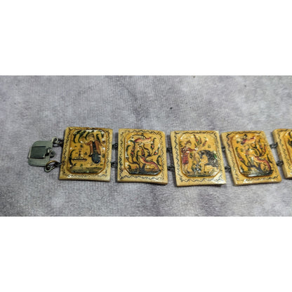 Antique Hand Painted Persian Story Panel Bracelet