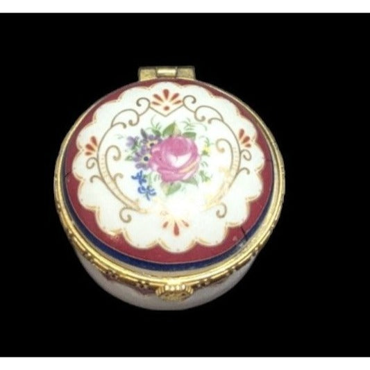 Vintage Floral Porcelain Trinket Box