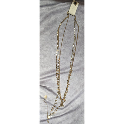 Anthropologie Gold Multilayer Charm Necklace