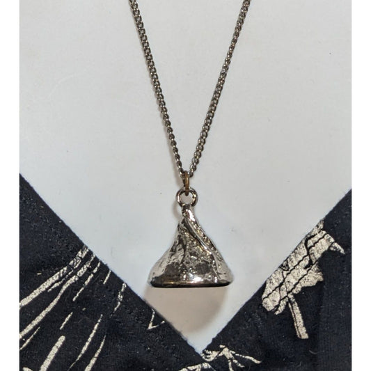 Y2K Kitsch Foodie Hershey’s Kiss Silver Tone Pendant Necklace