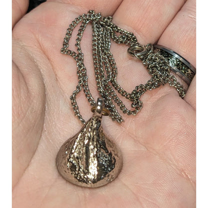 Y2K Kitsch Foodie Hershey’s Kiss Silver Tone Pendant Necklace
