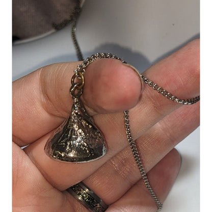 Y2K Kitsch Foodie Hershey’s Kiss Silver Tone Pendant Necklace