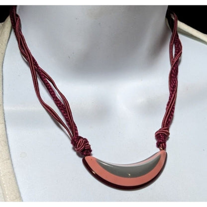 Vintage Lucite Pink And Grey Pendant Necklace