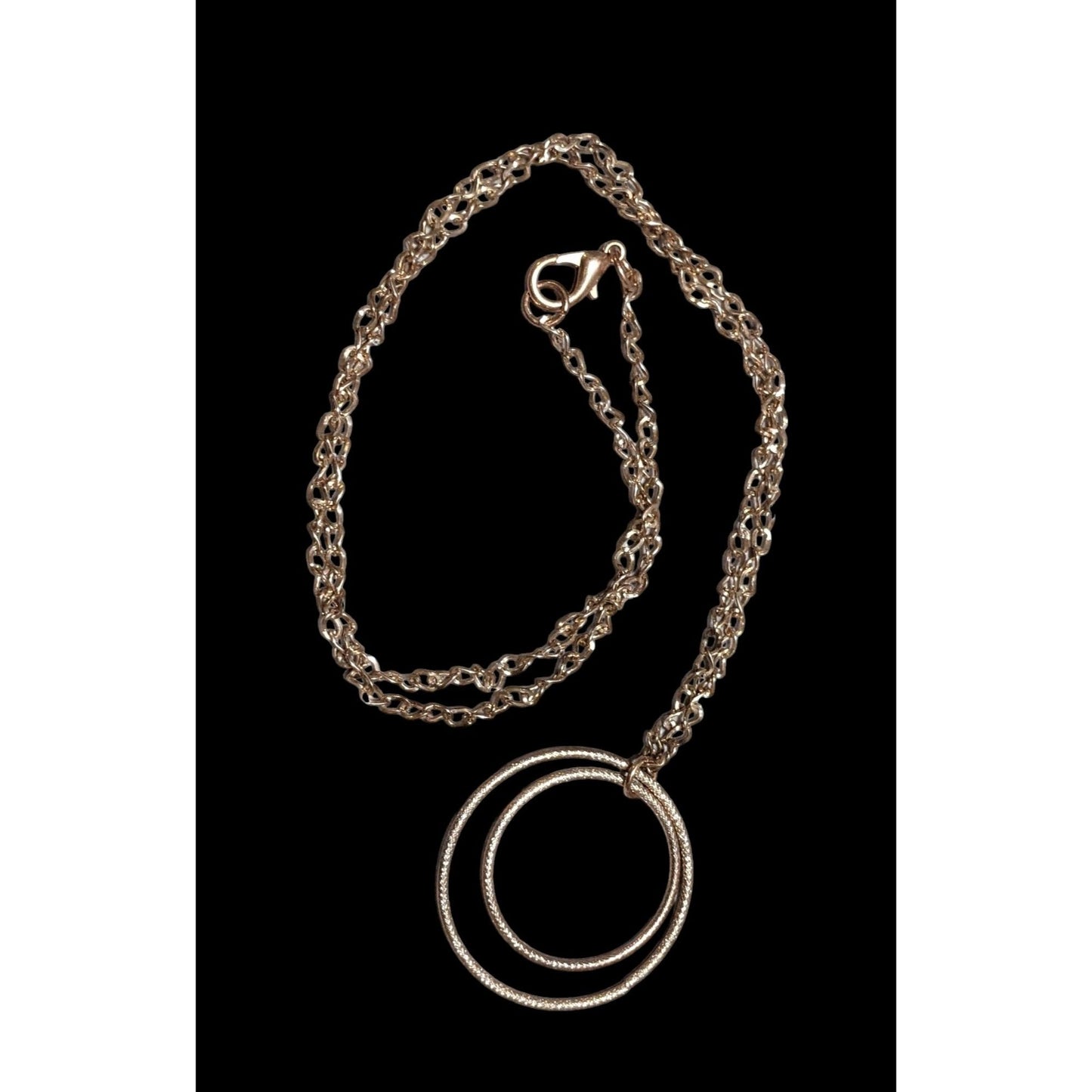 Rose Gold Double Circle Pendant Necklace