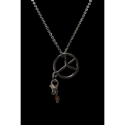 Silver Peace Sign  Chain Charm  Necklace