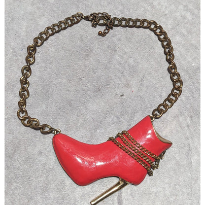 Red High Heel Chain Boot Pendant Necklace