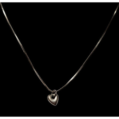 Minimalist Silver Heart Charm Necklace