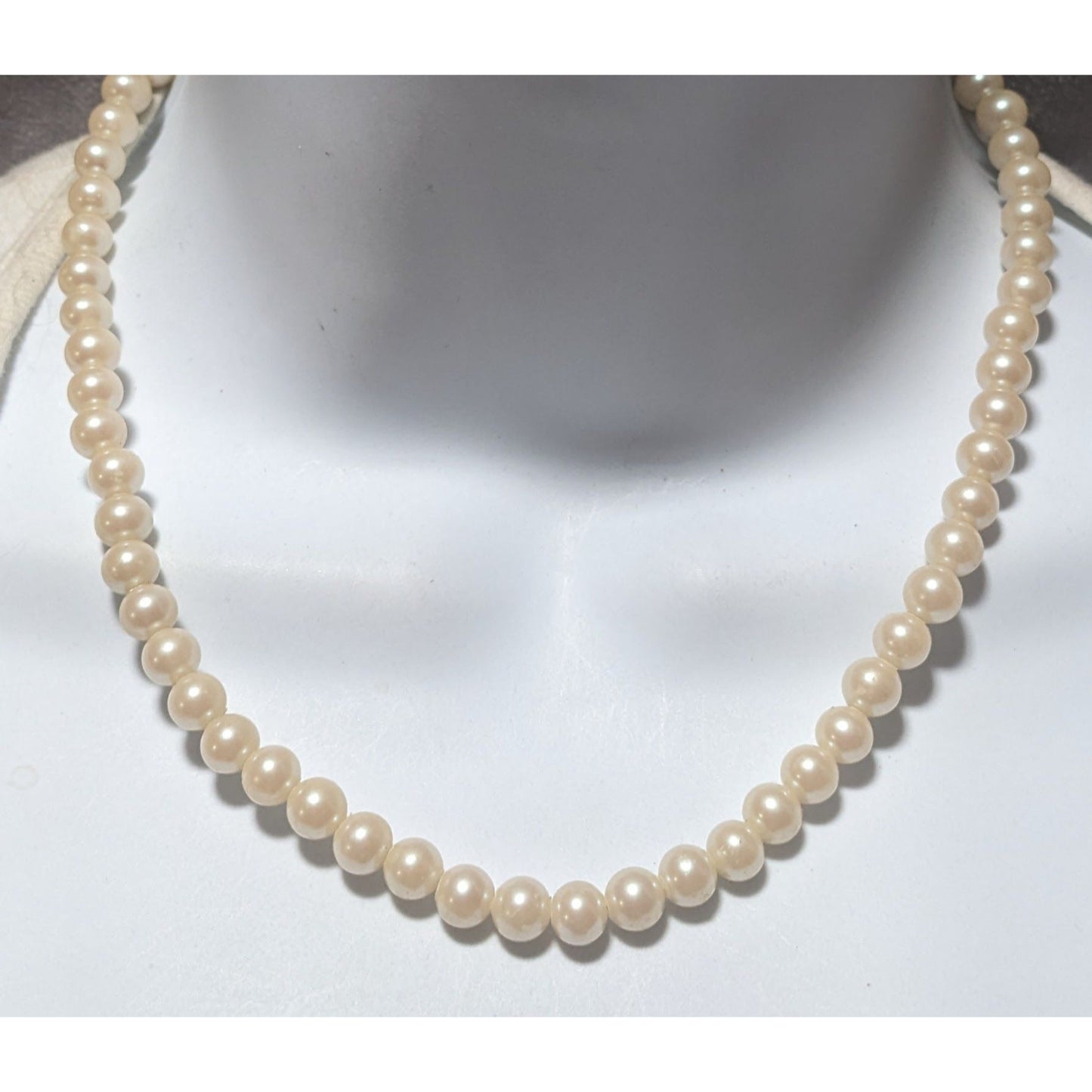 Vintage Japan Faux Pearl Necklace With Silver Clasp