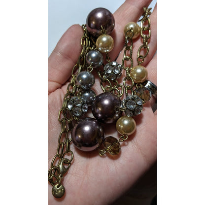 Glam Pearl Ann Taylor Loft Chain Beaded Necklace