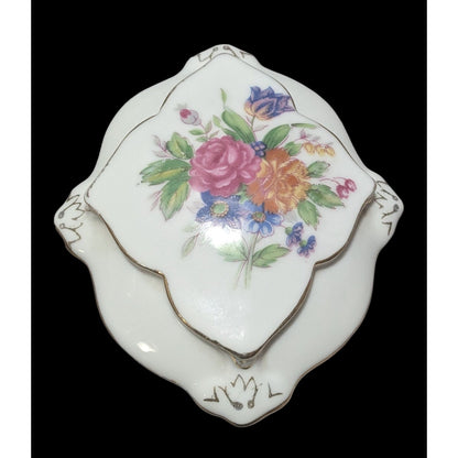 Vintage Floral Glided Porcelain Trinket Box