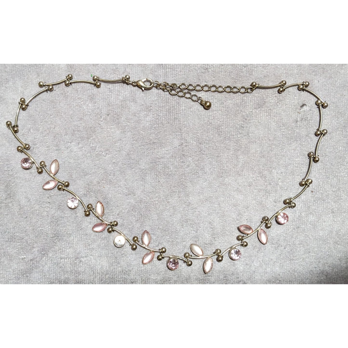 Pink Floral Rhinestone Gemmed Princess Necklace