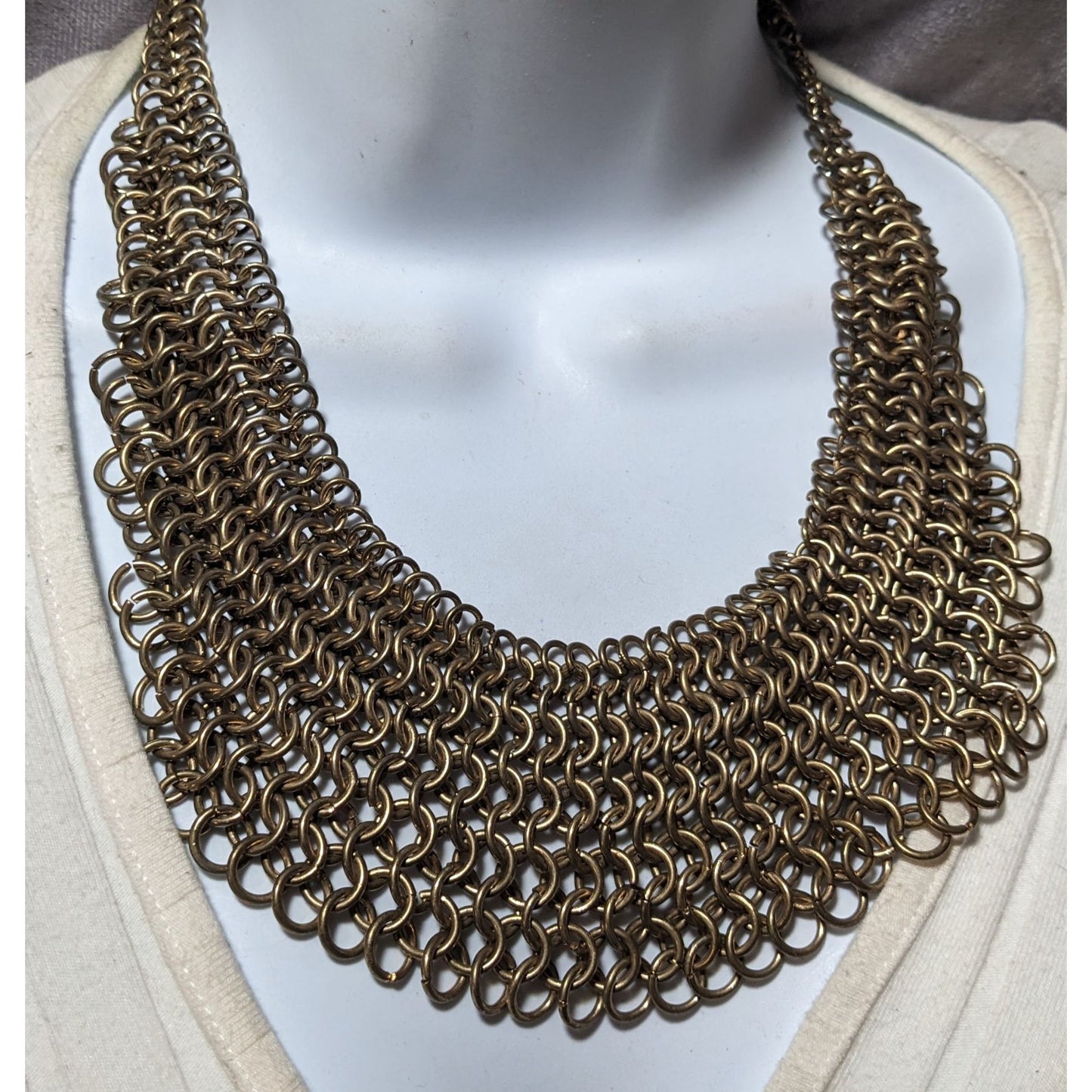 Aldo Gold Chain Maille Glam Bib Necklace