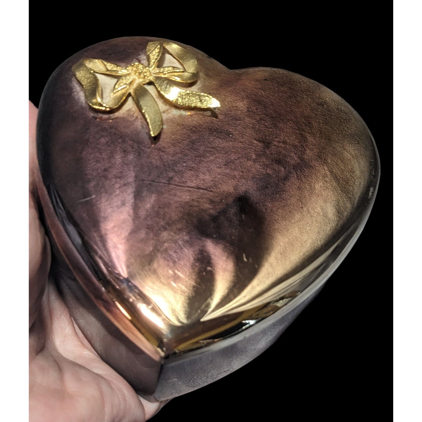 Vintage Anodized Silver Plated Heart Box